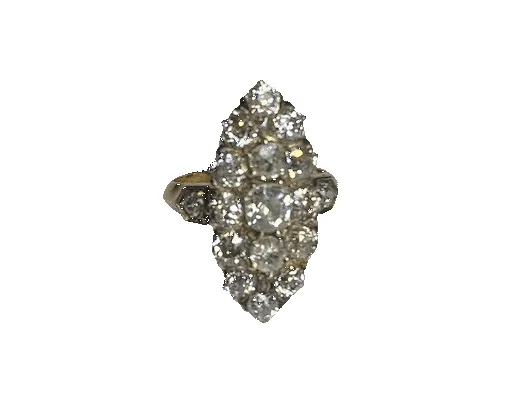Bague marquise en or 18K et platine avec diamants sold by 58 Facettes
