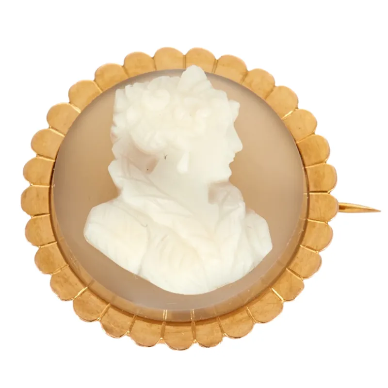 Broche en or jaune camée agate sold by 58 Facettes