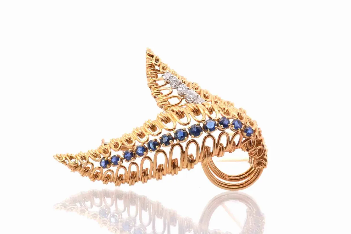 BOUCHERON - Broche vintage saphirs et diamants sold by 58 Facettes