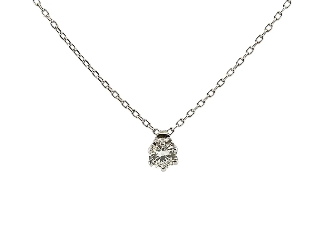 Collier solitaire diamant or blanc sold by 58 Facettes