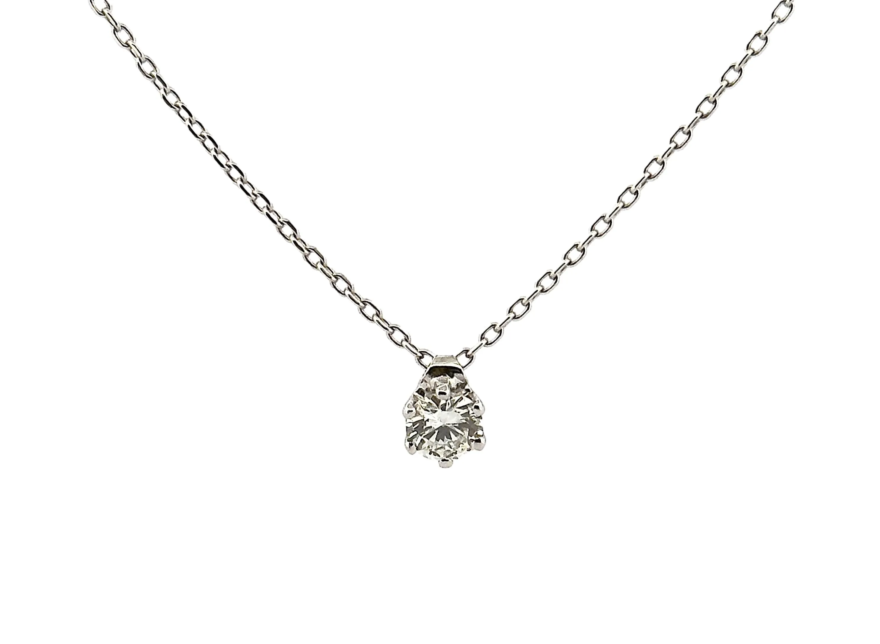 Collier solitaire diamant or blanc sold by 58 Facettes