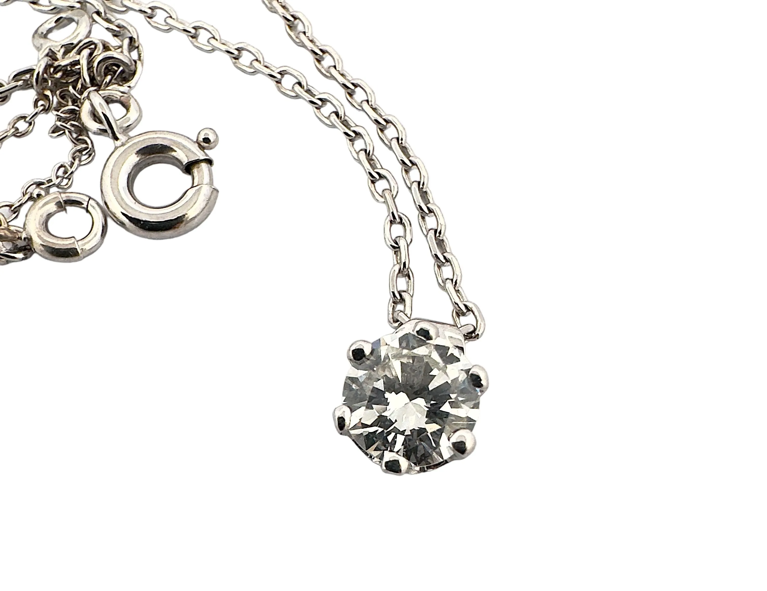 Collier solitaire diamant or blanc sold by 58 Facettes product image thumbnail 5