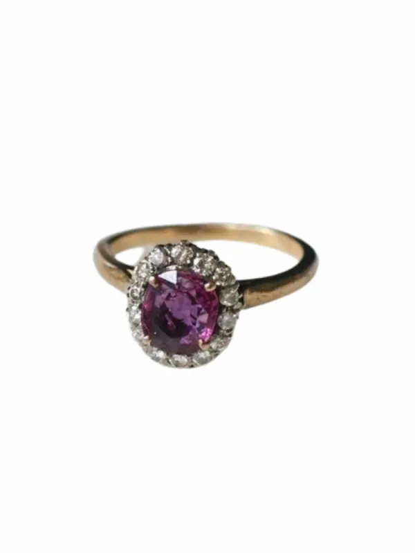 Bague marguerite saphir rose et diamants made by 58 Facettes
