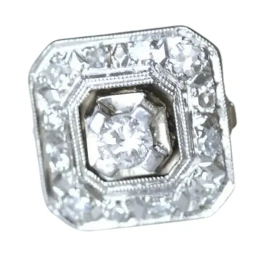 Bague de fiançailles diamant Art Deco octogonale sold by 58 Facettes