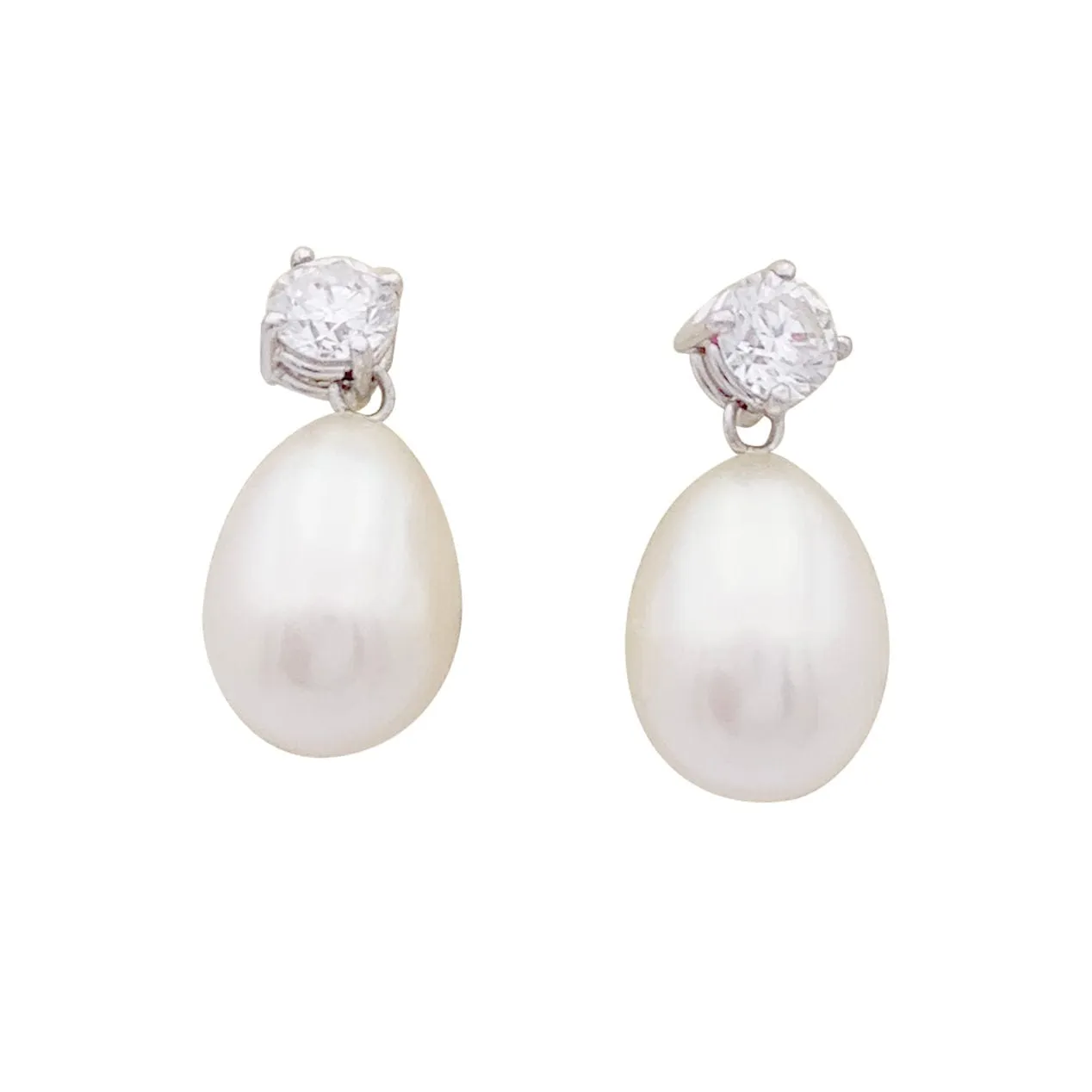Boucles d'oreilles or blanc, diamants, perles. sold by 58 Facettes
