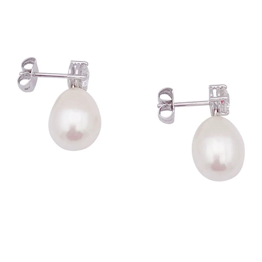 Boucles d'oreilles or blanc, diamants, perles. sold by 58 Facettes product image thumbnail 3