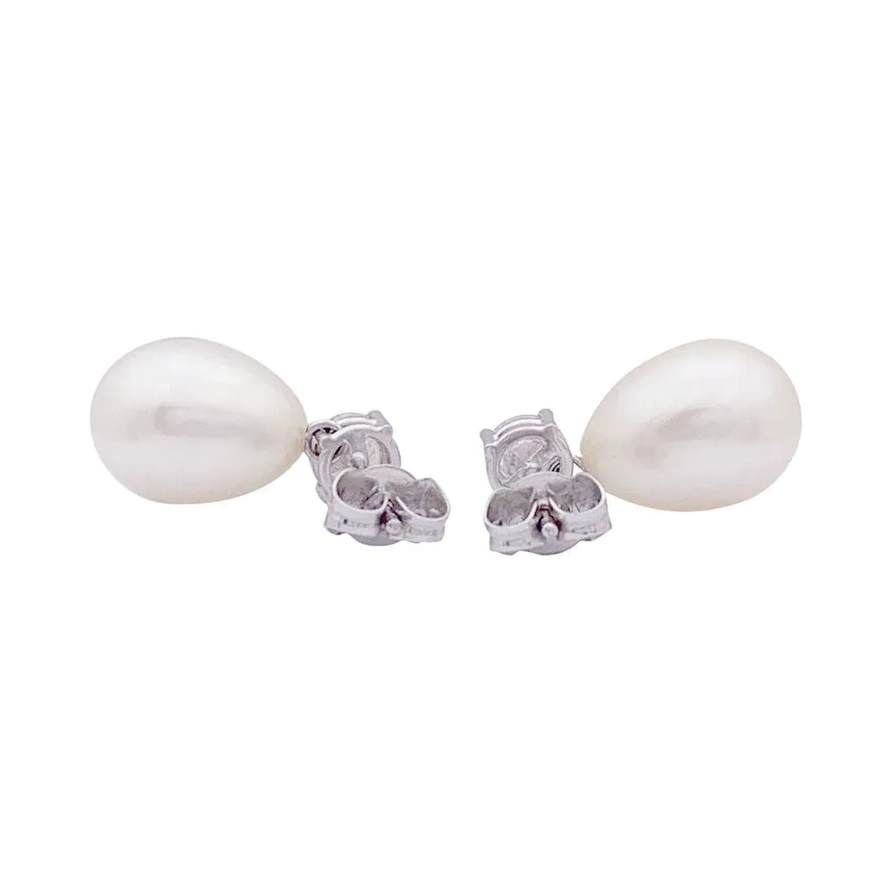 Boucles d'oreilles or blanc, diamants, perles. sold by 58 Facettes product image thumbnail 4