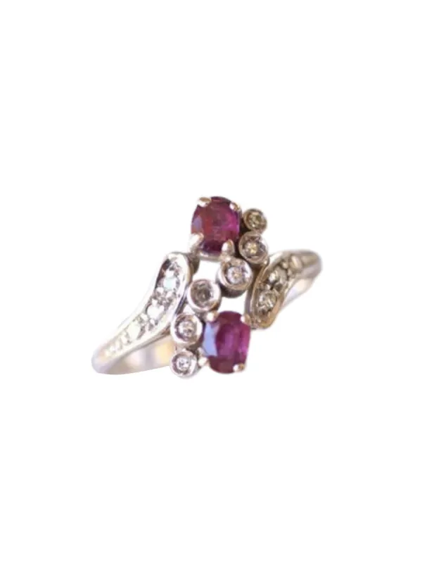 Bague de fiançailles Vintage or, rubis, et diamants sold by 58 Facettes