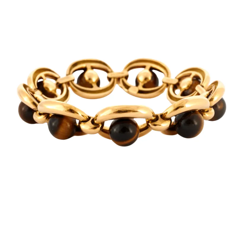 BOUCHERON - Bracelet vintage or et oeil de tigre sold by 58 Facettes