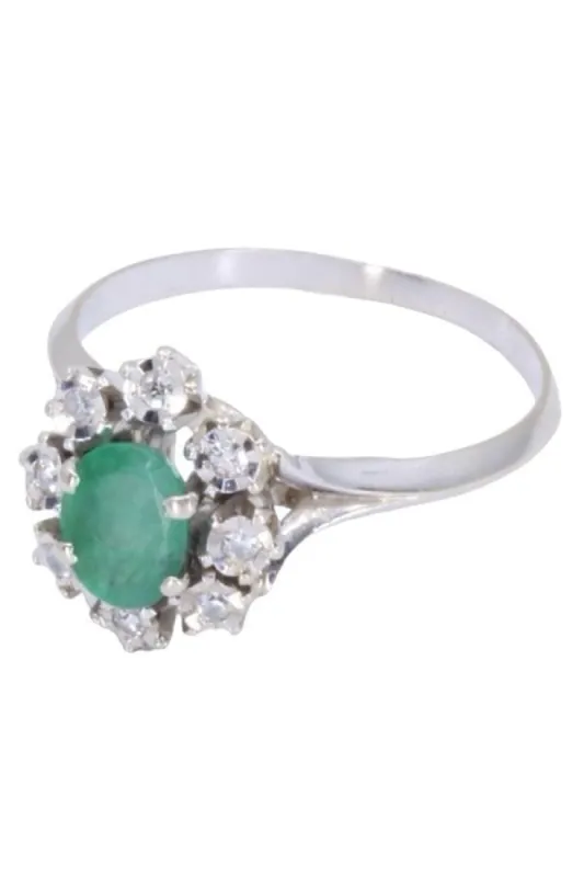 Bague Marguerite Or jaune Emeraude Diamants sold by 58 Facettes