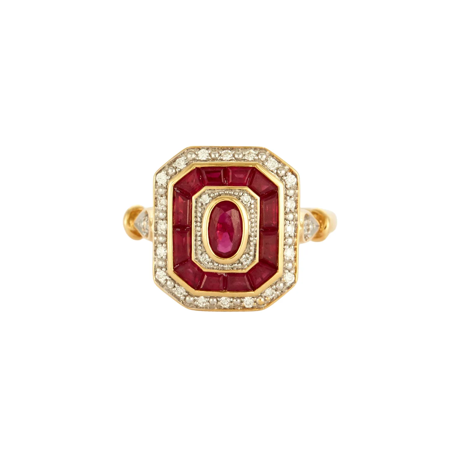 Bague rubis et diamant or jaune sold by 58 Facettes