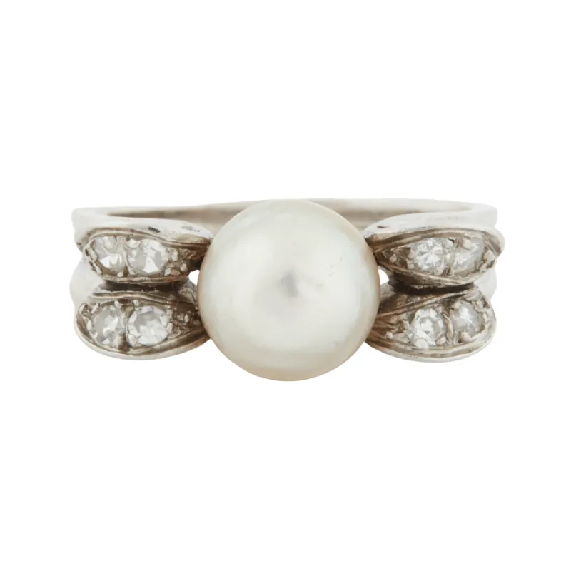 Bague Or blanc Platine Diamants Perle sold by 58 Facettes