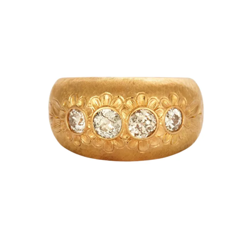 Bague jonc or jaune sertie de diamants sold by 58 Facettes