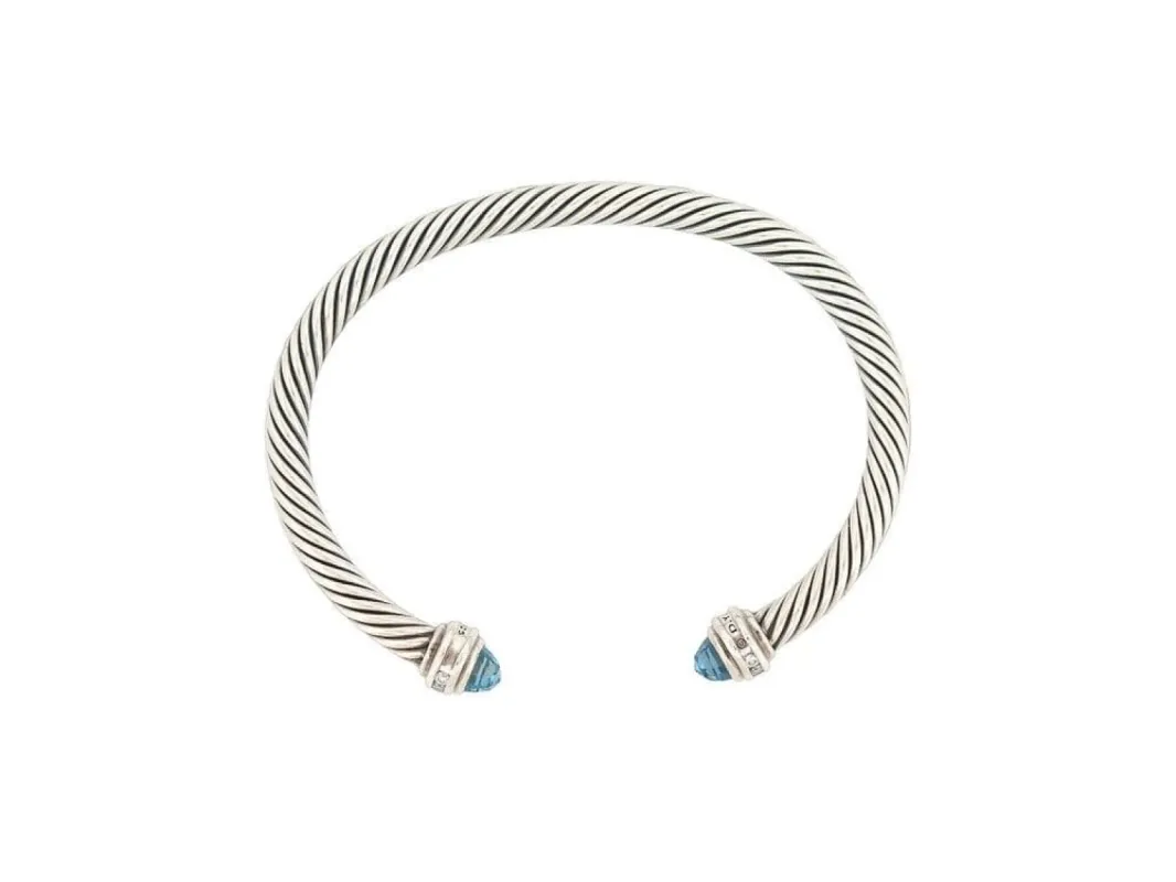bracelet DAVID YURMAN cable mm argent 925 5mm diamants topaze made by 58 Facettes