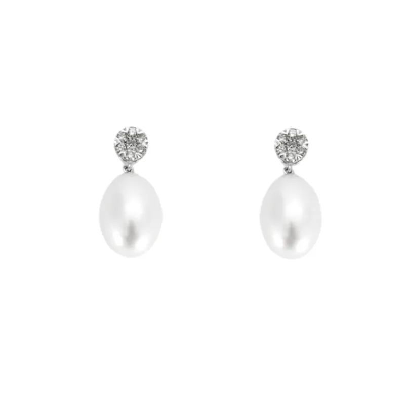 Paire de pendants d'oreilles en or blanc ornée de deux perles de culture sold by 58 Facettes