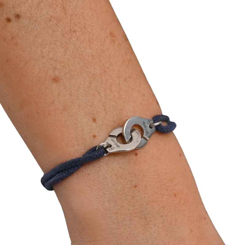 DINH VAN - Bracelet Menottes en argent et cordon bleu sold by 58 Facettes