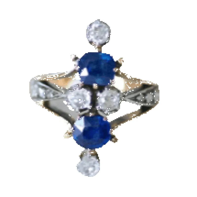 Bague marquise saphirs et diamants sold by 58 Facettes