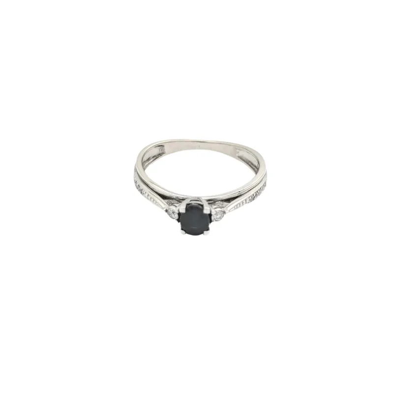 Bague or blanc diamants et saphir sold by 58 Facettes