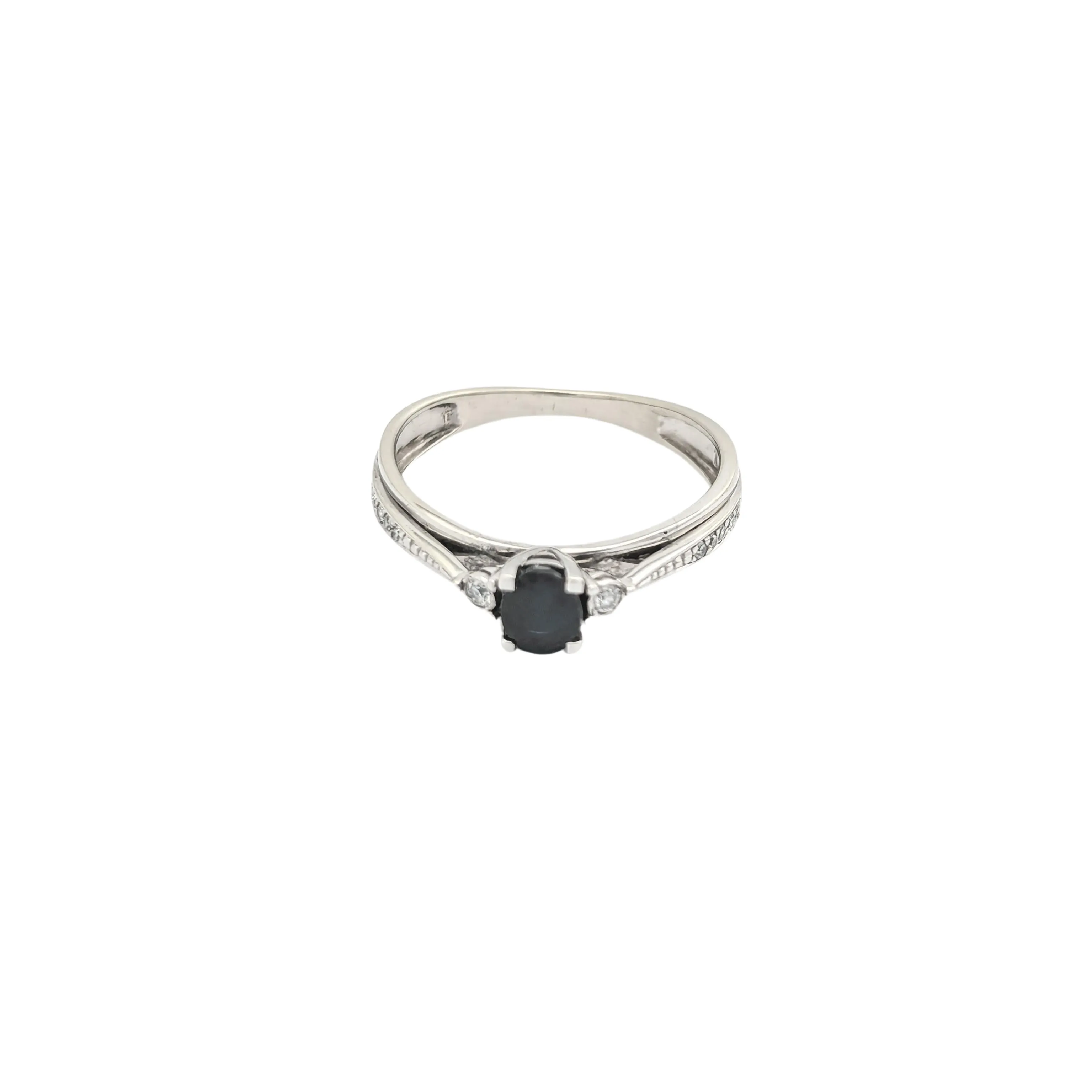 Bague or blanc diamants et saphir sold by 58 Facettes