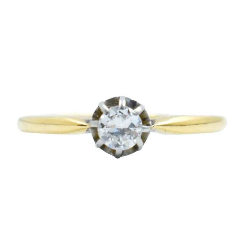 Bague solitaire ancien or et diamant sold by 58 Facettes