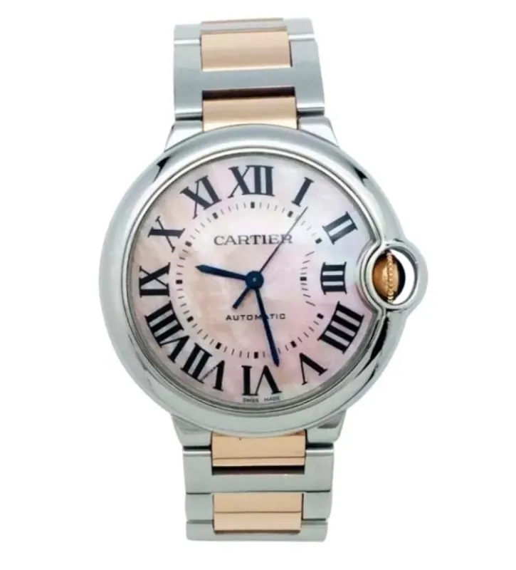 CARTIER - Montre Ballon Bleu Or Jaune Acier Nacre Rose sold by 58 Facettes