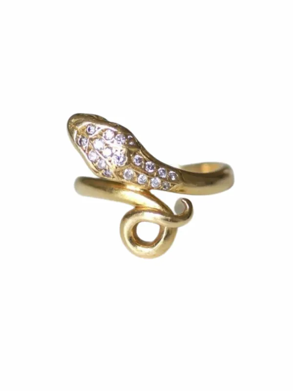 Bague serpent enroulé vintage en or jaune et diamants sold by 58 Facettes