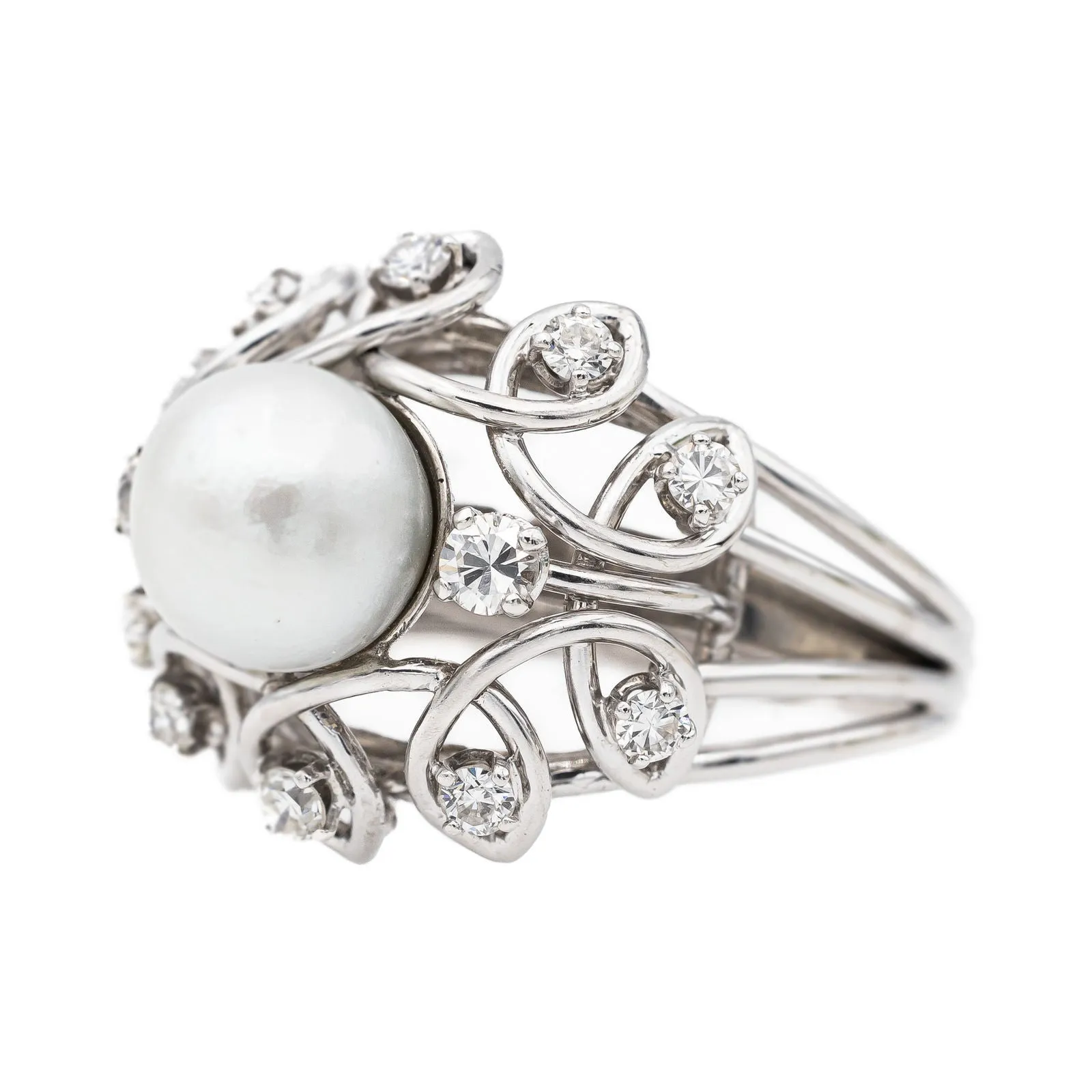 Bague Cocktail Or blanc Perle sold by 58 Facettes product image thumbnail 3