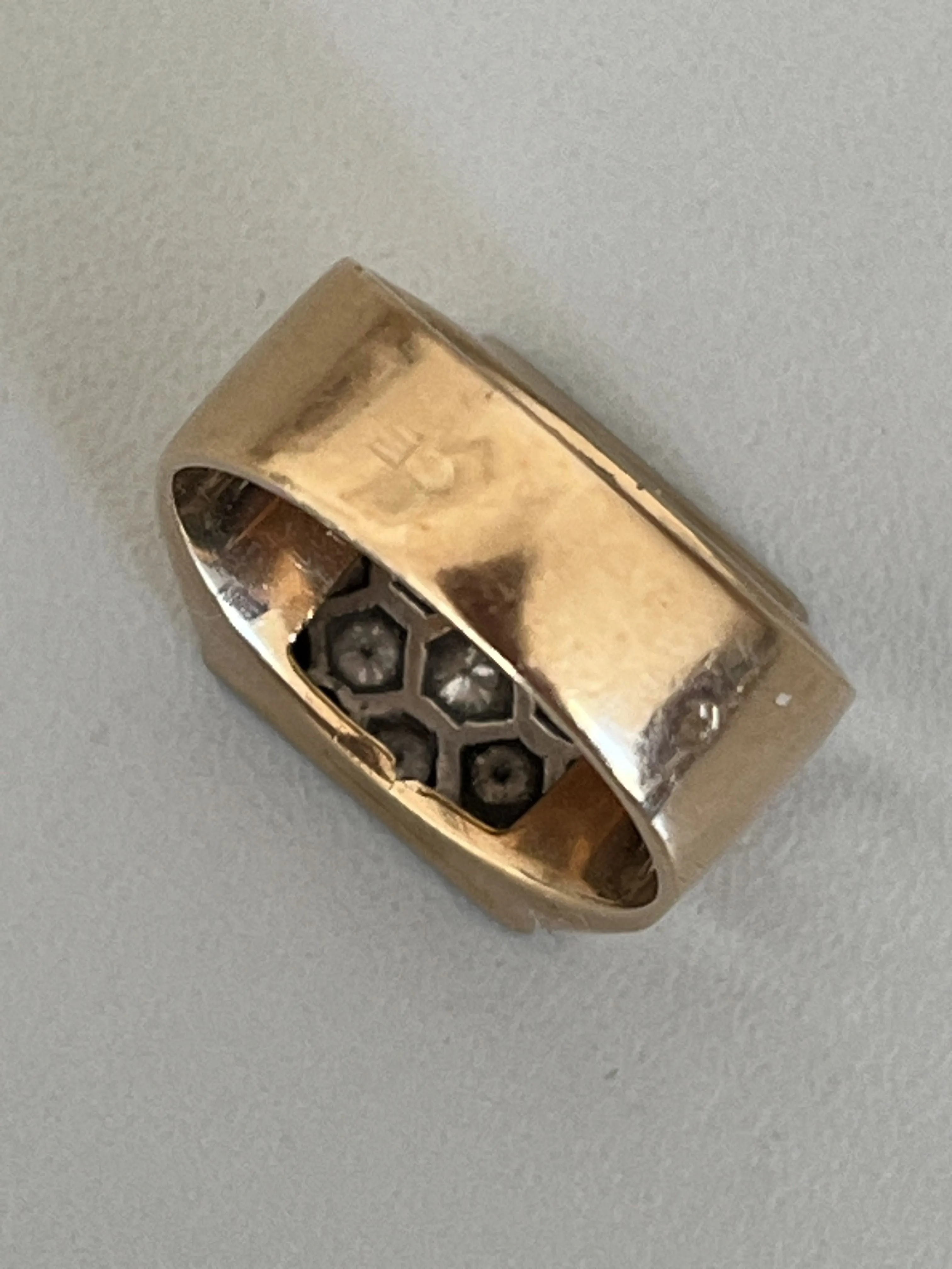 Bague chevalière or jaune platine diamants sold by 58 Facettes product image thumbnail 4