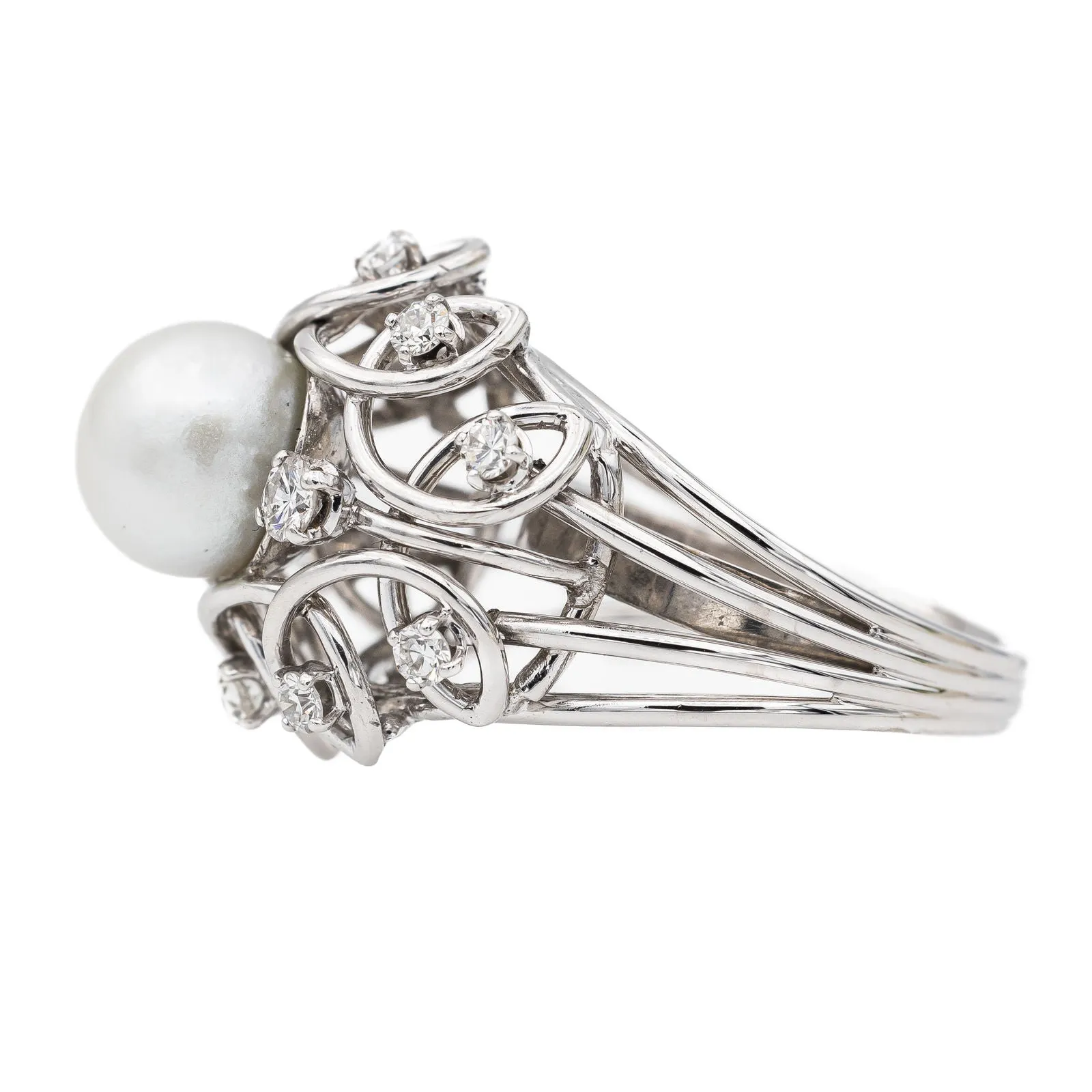 Bague Cocktail Or blanc Perle sold by 58 Facettes product image thumbnail 4