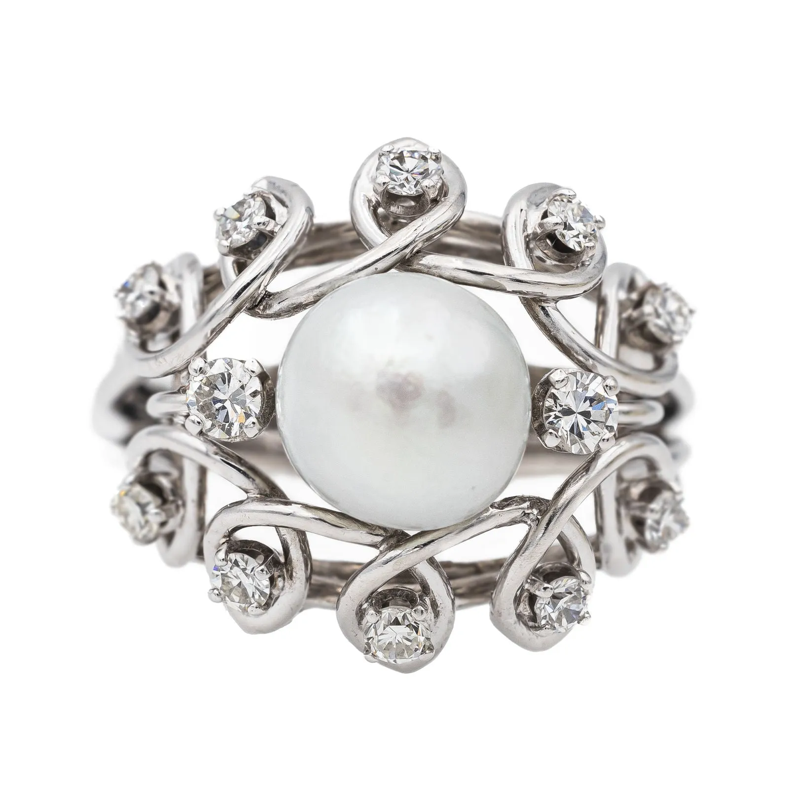 Bague Cocktail Or blanc Perle sold by 58 Facettes