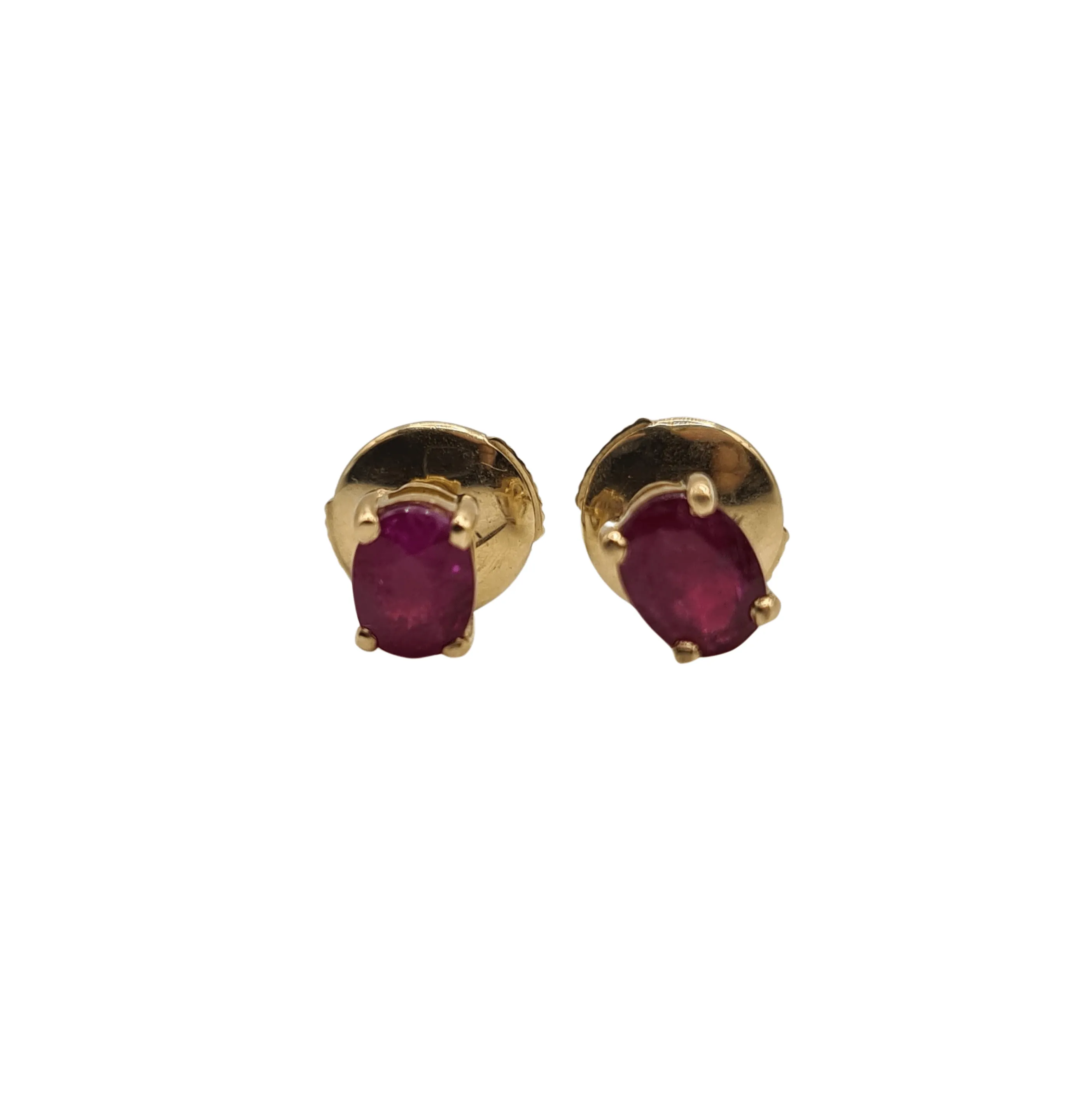 Boucles d’oreilles or jaune 18 carats serties de rubis ovale sold by 58 Facettes