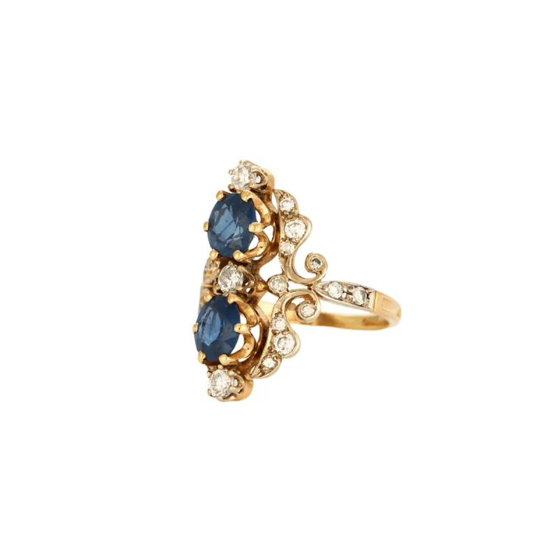 Bague Oblongue Saphirs sold by 58 Facettes