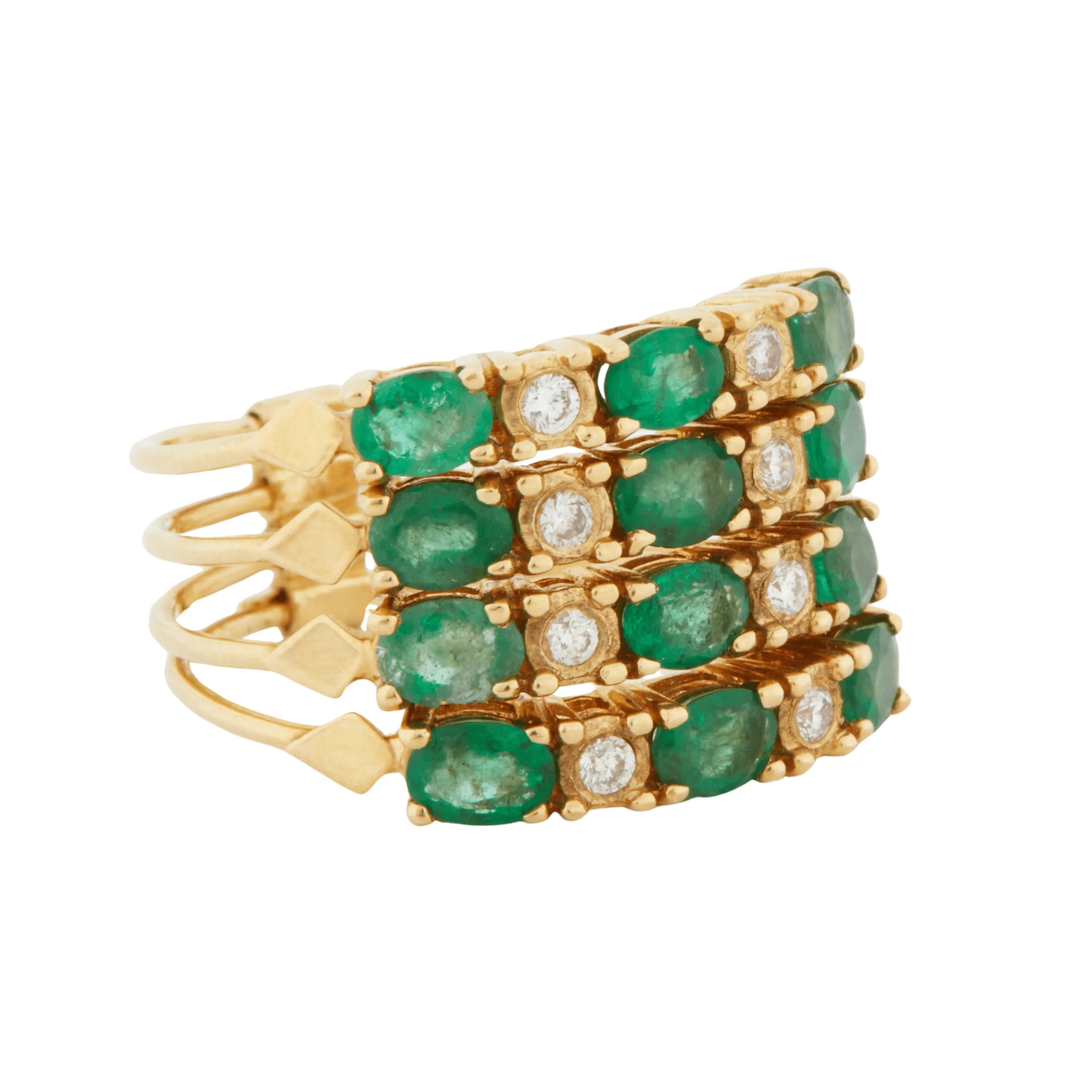 Bague Or Jaune - Émeraudes et Diamants sold by 58 Facettes