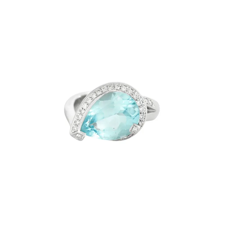 Bague Or gris Topaze poire Diamants sold by 58 Facettes