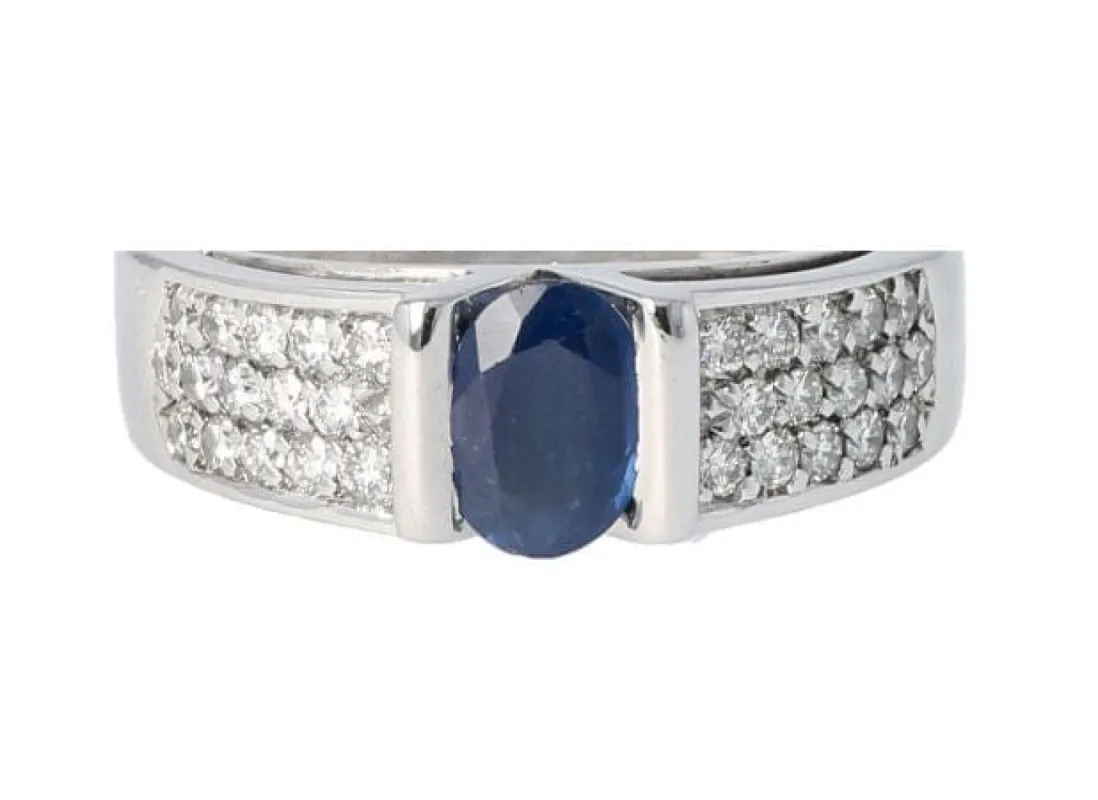 Bague diamants et saphir sold by 58 Facettes