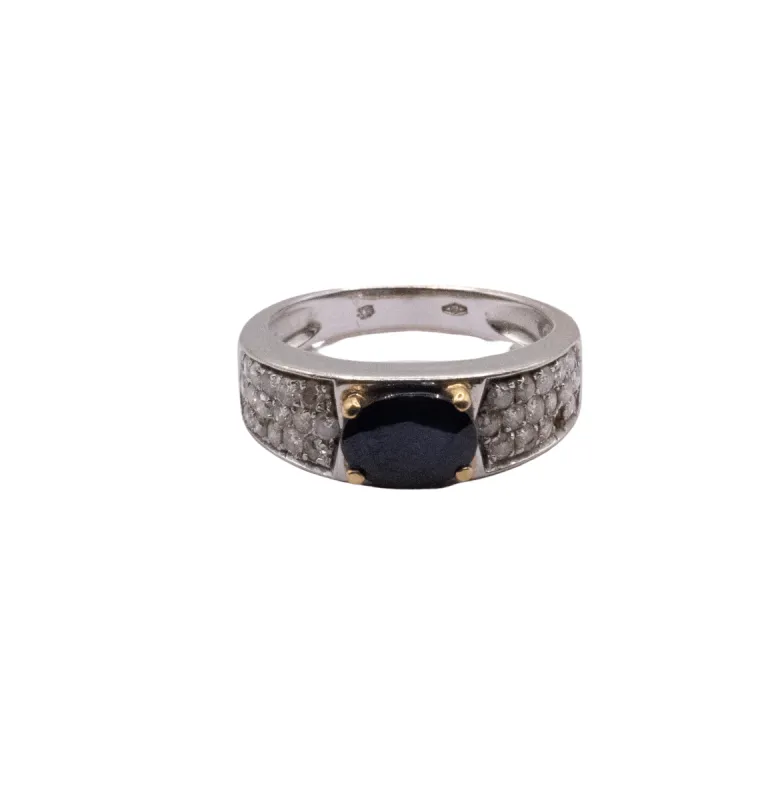 Bague Or Blanc 18k Saphir et Diamants sold by 58 Facettes