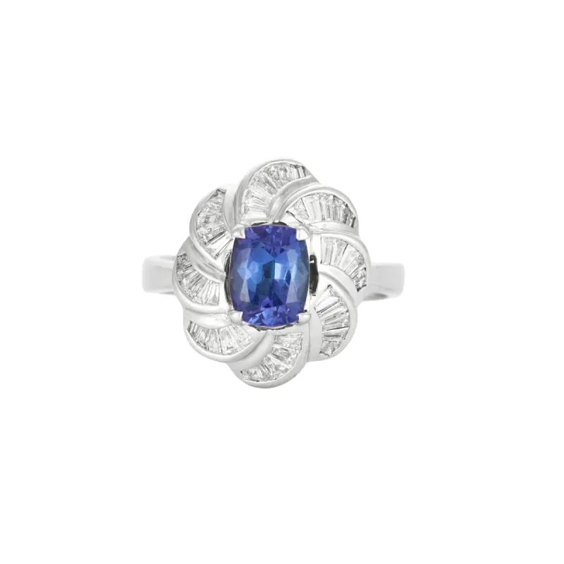 Bague en or gris tanzanite et diamants sold by 58 Facettes