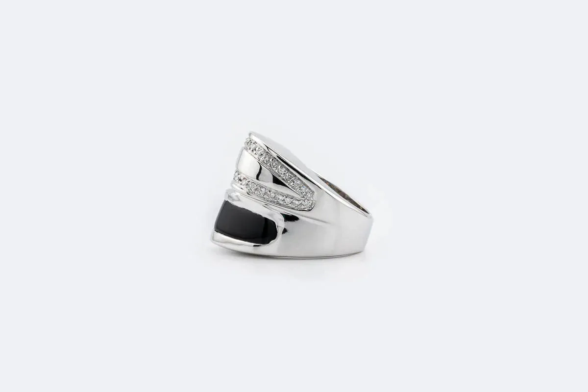 Bague en or blanc avec onyx et diamants sold by 58 Facettes product image thumbnail 4