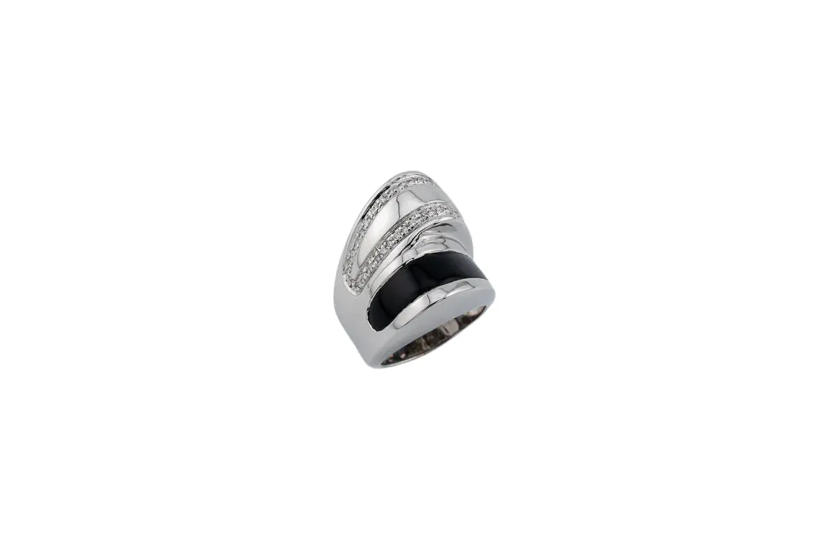 Bague en or blanc avec onyx et diamants sold by 58 Facettes