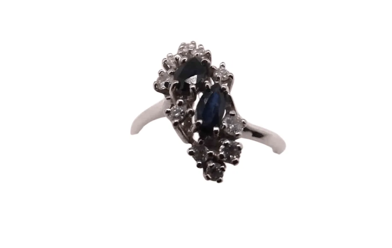Bague en or blanc Diamants et Saphirs sold by 58 Facettes