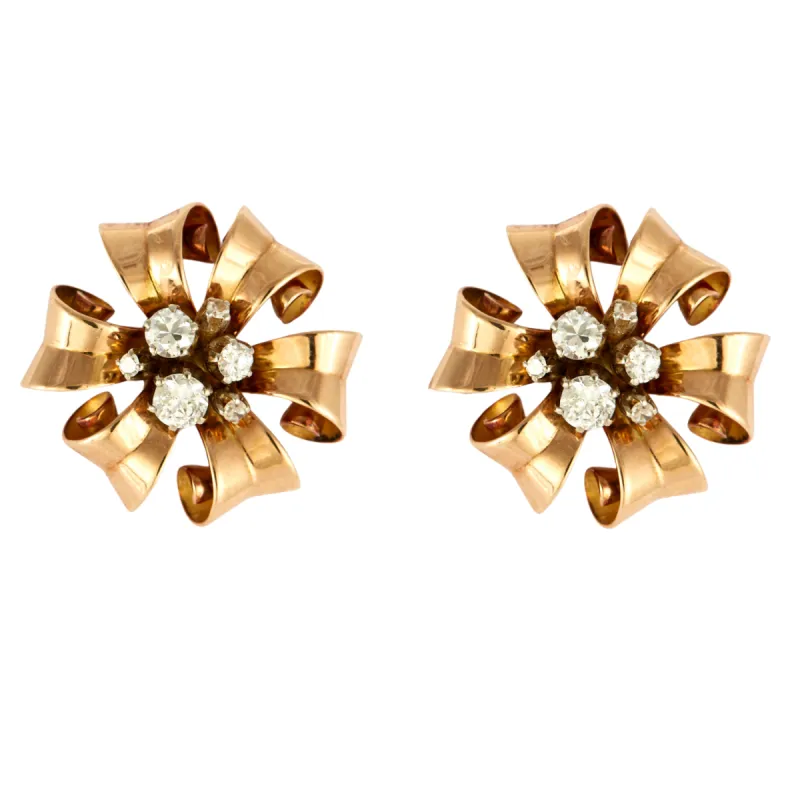 Boucles d'oreilles en or rose et diamants sold by 58 Facettes