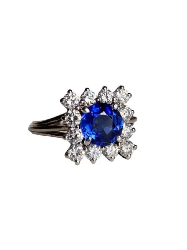 Bague or gris platine saphir diamants sold by 58 Facettes