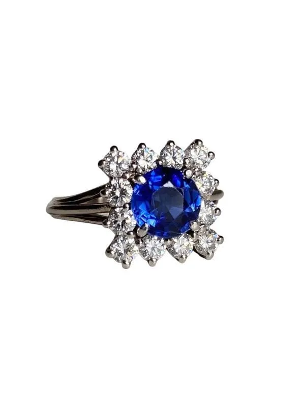 Bague or gris platine saphir diamants sold by 58 Facettes