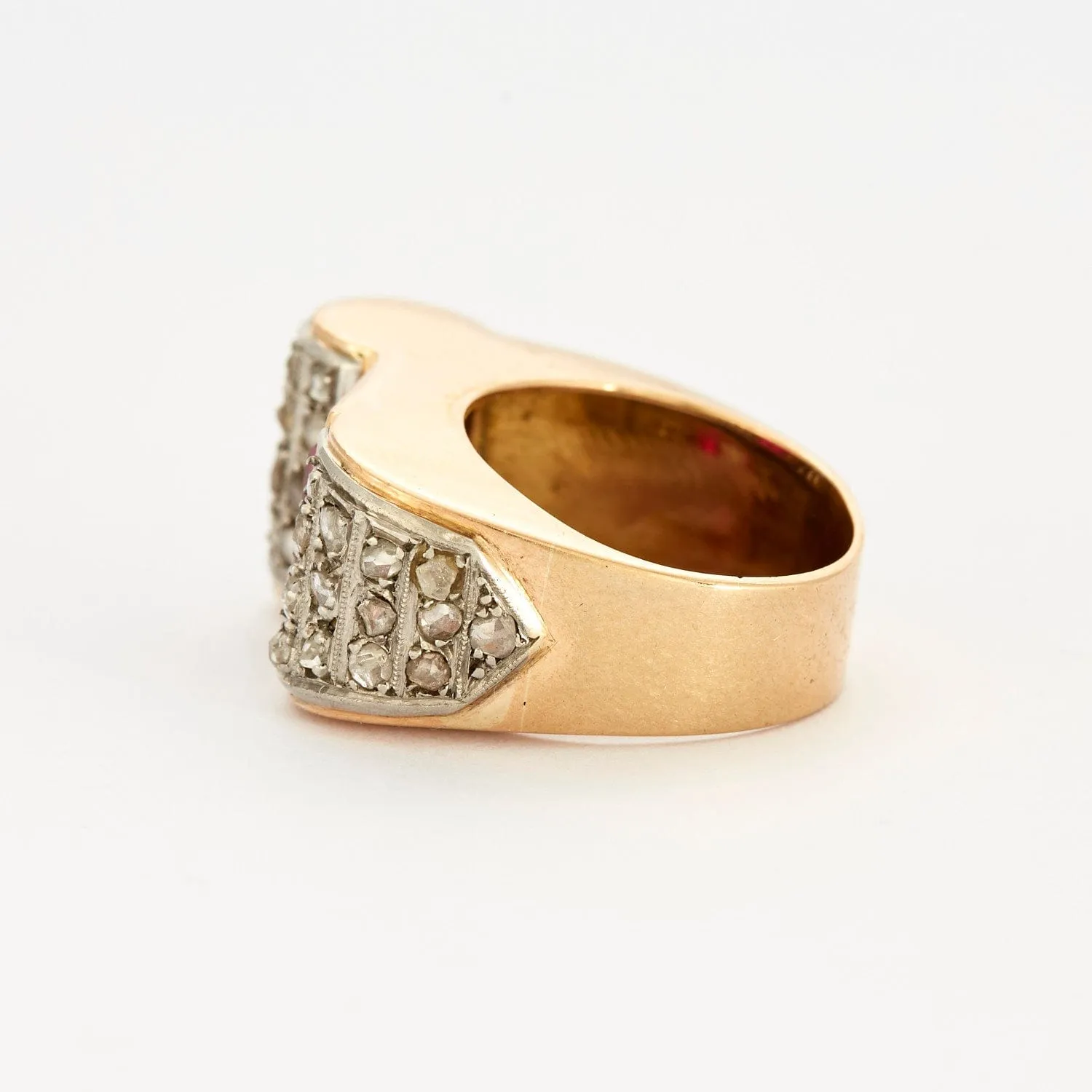 Bague Tank - platine, or jaune, rubis et diamants sold by 58 Facettes product image thumbnail 4