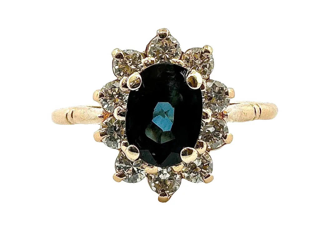 Bague marguerite or jaune, saphir et diamants sold by 58 Facettes