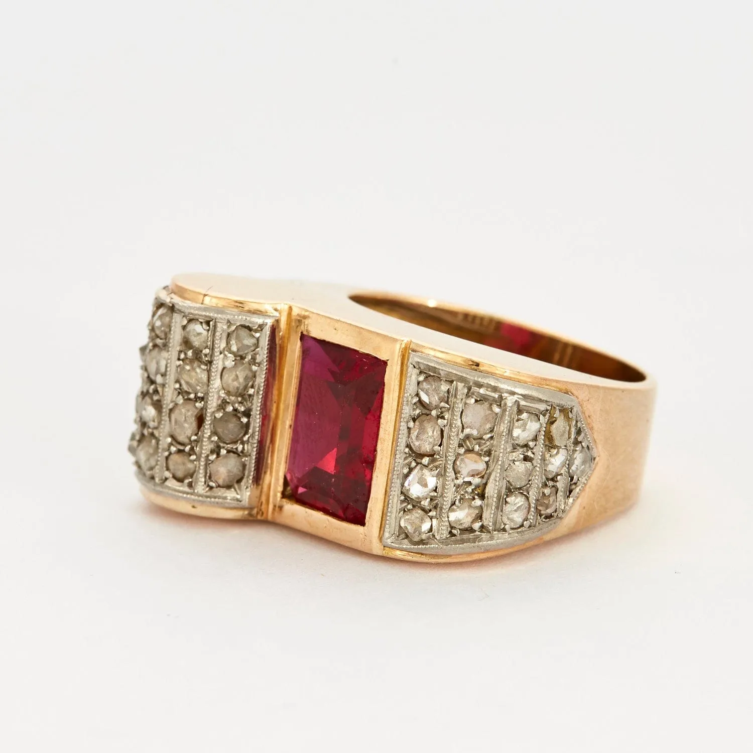 Bague Tank - platine, or jaune, rubis et diamants sold by 58 Facettes product image thumbnail 3