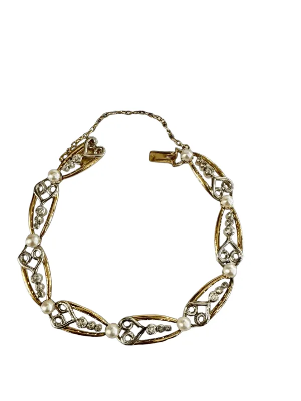 Bracelet Or, Platine, Diamants et Perles Fines sold by 58 Facettes