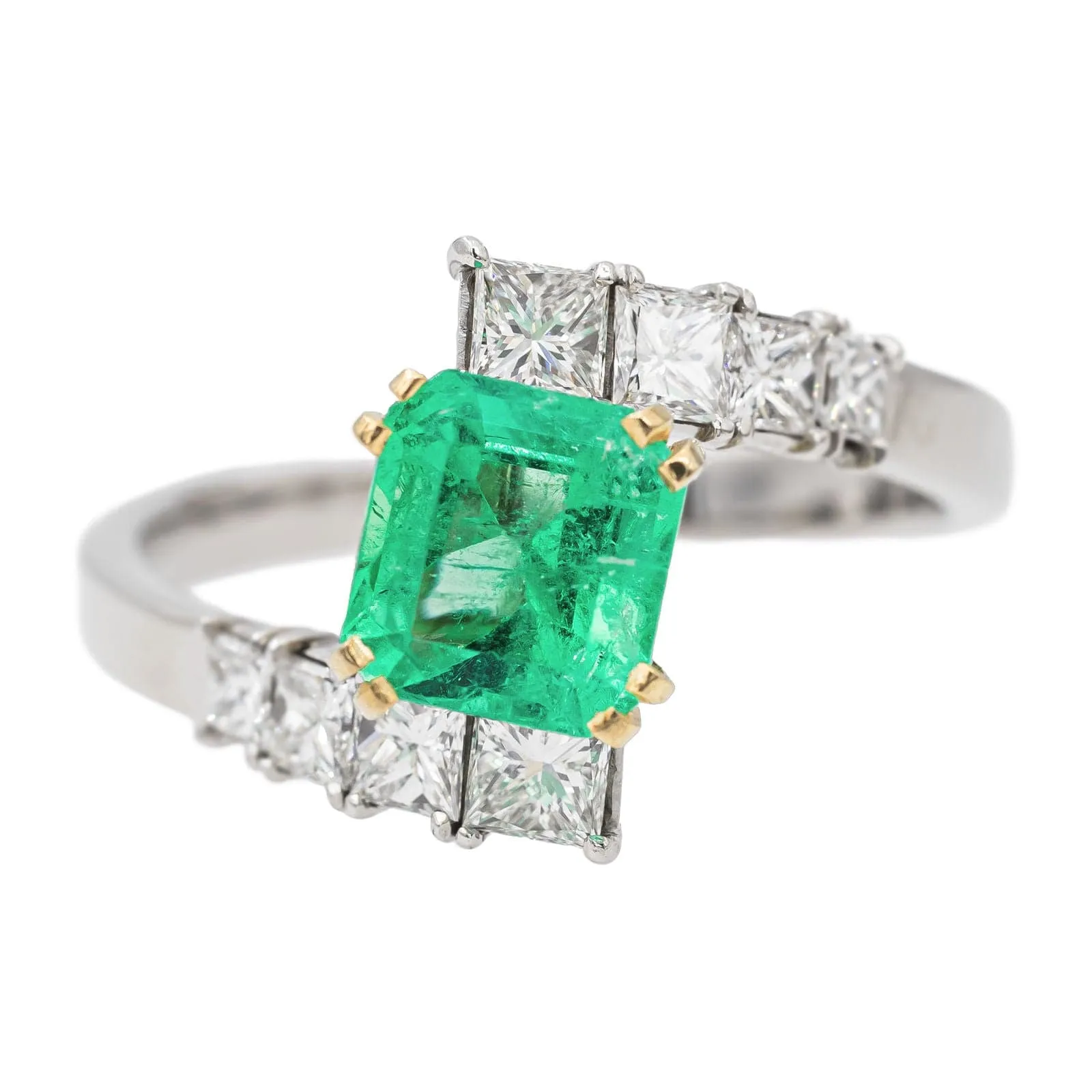 Bague Or blanc Emeraude sold by 58 Facettes