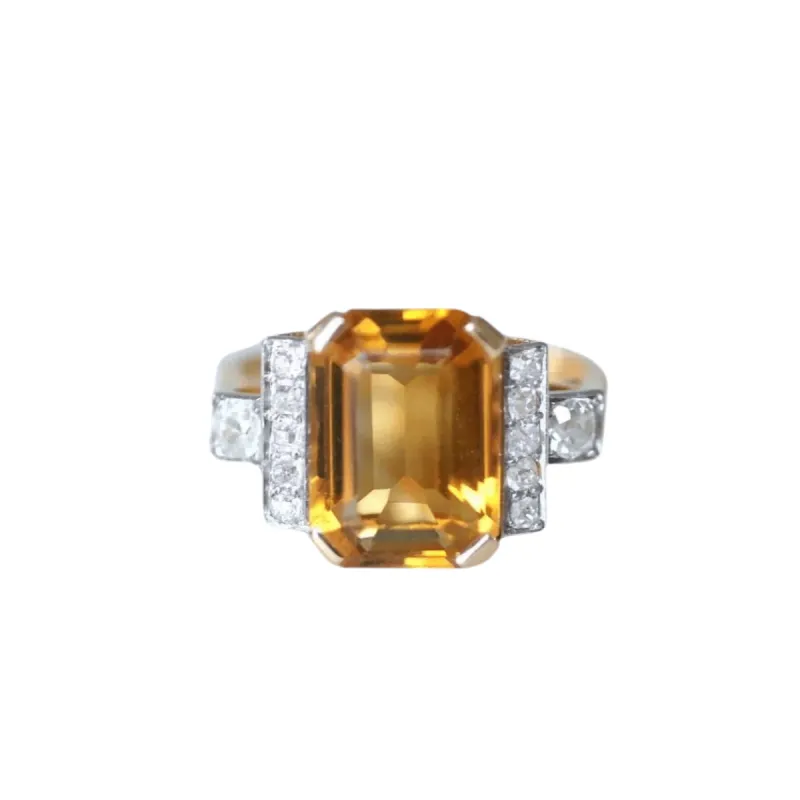 Bague cocktail Or rose Platine Citrine Diamants sold by 58 Facettes