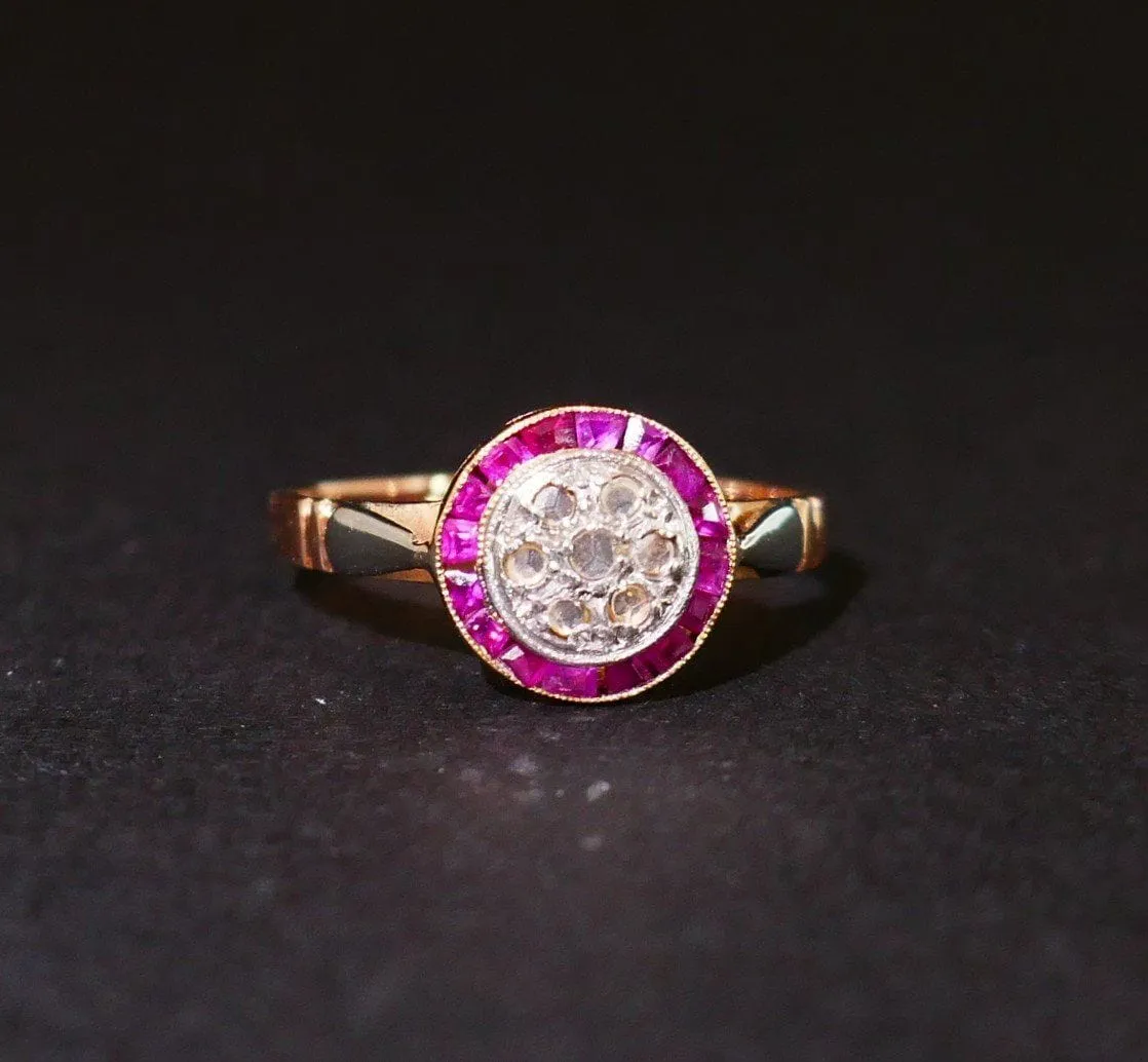 Bague Art déco en or 18 carats avec diamants et rubis calibrés sold by 58 Facettes product image thumbnail 5
